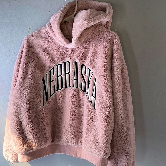 SUPER FLUFFY/COMFY PINK NEBRASKA HOODIE